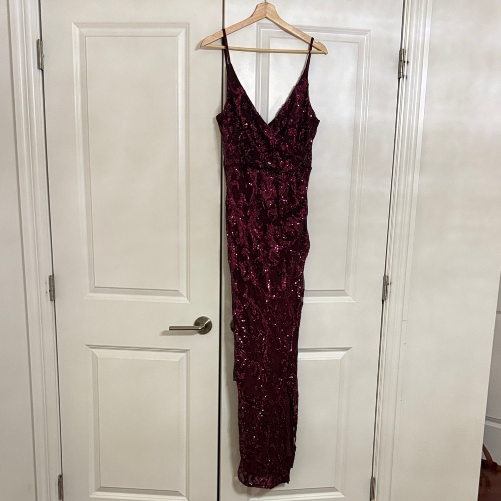 Le Chateau Deep Purple Sequin Maxi Dress